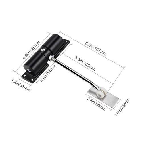 Spring Automatic Door Closer, Alloy Surface-Mounted, Easy Install, Simple-Buffer, Compatible with Home/Patio Doors 1