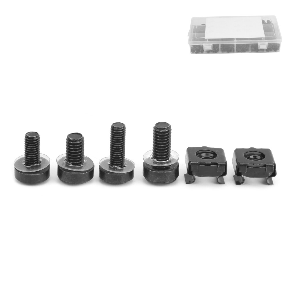 200Pcs Black Carbon Steel Cage Nuts & Screws Kit M5 M6 Automotive 8421391796419