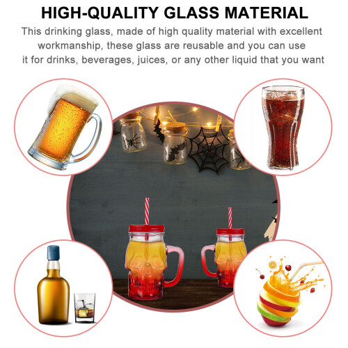 2Pcs Halloween Skull Gradient Glass Cup 500Ml 2