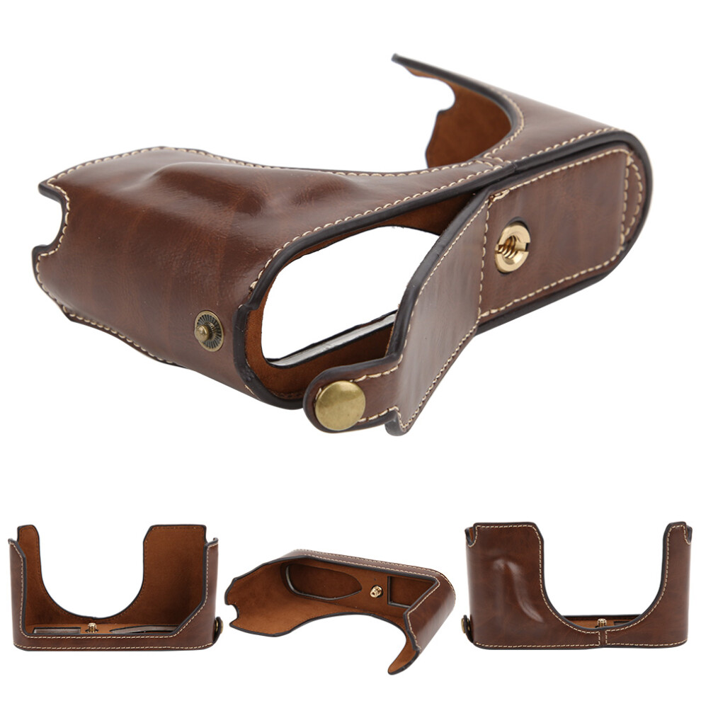 Pu Leather Half Body Camera Cover For Leica Q2, /Coffee Black/Brown 9351392378545