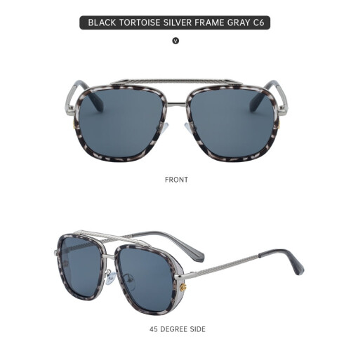 HJ-7352Unisex Γυαλιά Ηλίου - Ρετρό Διπλή Γέφυρα, Τετράγωνος Σκελετός για Γυναίκες & 2