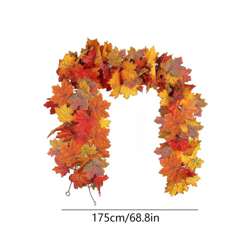 Maple Leaf Garland Artificial Vine 5.74 Ft Orange 2