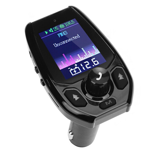 Ασύρματος πομπός FM Bluetooth για αυτοκίνητο με κλήσεις χωρίς χέρια, οθόνη 1,8 ιντσών, 1