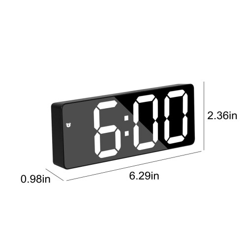 Compact Digital Alarm Clock with USB Charging, Dimmable Brightness, White Bold Digits, Adjustable Alarm Volume, 12/24H, Snooze – Compatible with 2