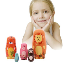 5-Piece Wooden Animal Matryoshka Set