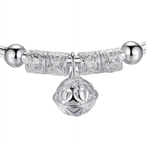 Women's Sterling Silver Beads Bangle Bracelet with Open 2