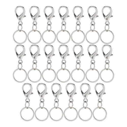 Durable Material Lobster Claw Clasps For DIY Accessories Hardware With Swivel Trigger Clip And Flat Split Keychain Ring, Strong Spring Loaded Spring 1