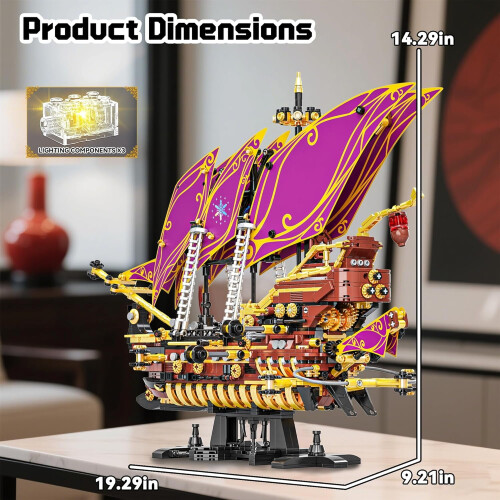 Ensemble de construction de bateau pirate compatible avec LEGO, lumière LED, 1
