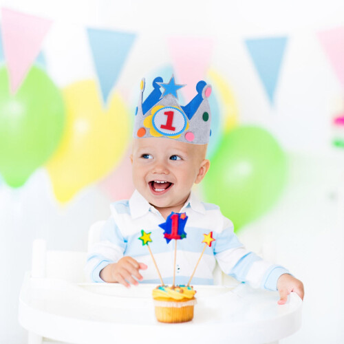 Felt Birthday Hat Set with Interchangeable Numbers, Assorted Colors Party Hat for Home Celebration 1