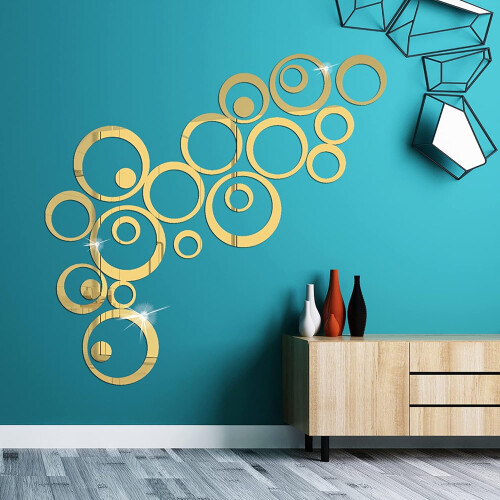 Circle Mirror Wall Stickers Acrylic24pcs6sizes Gold 1