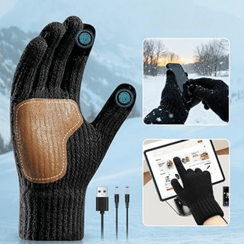 USB-opvarmede vinterhandsker med touchskærm, sorte 1