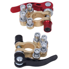 2Pcs Car Battery Terminal Clamp Kit, Brass/Aluminum, Quick Release