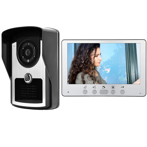 Câmera de visão noturna infravermelha com sistema de interfone com vídeo, campainha com vídeo de 7 polegadas, kit de câmera HD com interfone 2