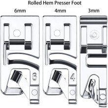 Pied presseur ourlet Ă©troit haute performance pour machines Ă coudre, pied ourlet roulĂ© 3 mm, 4 mm, 6 mm, compatible avec les systèmes Ă