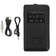 Adaptador de audio Bluetooth con pantalla LED, refuerzo de graves y batería de larga duración para auriculares, altavoces, altavoces y