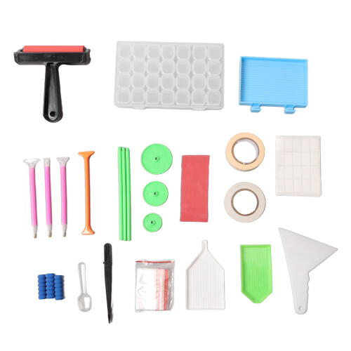 105P Rhinestone Painting Tools Kit with Multi Grid Storage Case & Roller 1