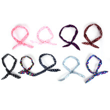Lenço de chiffon com detalhes em fita de cetim, estampa de bolinhas, tecido leve, macio e confortável, faixa de cabelo ajustável para mulheres,