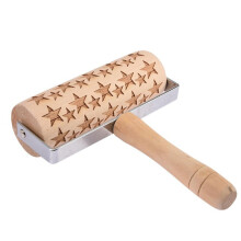 Artisan Star Pattern Rolling Pins, Perfect for Crafting Embroidered Cookies, Ergonomic Design Beechwood Roller, Non-Toxic DIY Craft Baking Tool, Gift