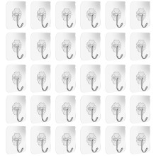 Ganchos duráveis de aço inoxidável, ganchos de parede transparentes e à prova d'água, pacote com 20 unidades, ganchos de montagem em múltiplas