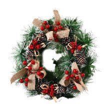 Decoración reutilizable para interiores y exteriores, anillo navideño de hoja perenne realista para la puerta principal, adorno navideño, ramas de
