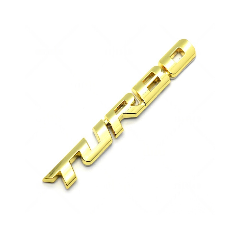 (Gold) 1Piece Turbo 3D Aluminium Chrome Badge Emblem Sticker Decal Universal Gold 4069369400759
