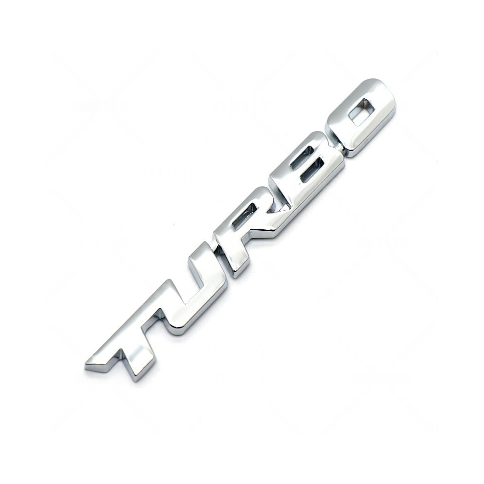 (Silver) Turbo 3D Aluminium Chrome Badge Emblem Sticker Decal Universal Silver 4069369400681