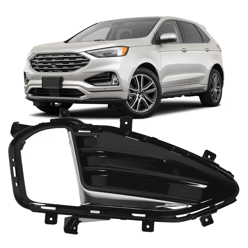 Front Bumper Fog Grille Cover Glossy For Edge 2019-2023 Right Black 9481387325237