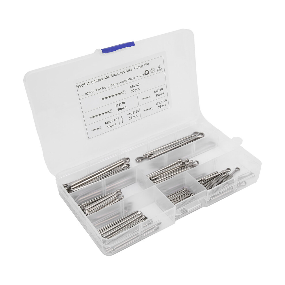 Stainless Steel Cotter Pins 120Pcs Assortment For Cars Universal Clips Hardware 8021390949115