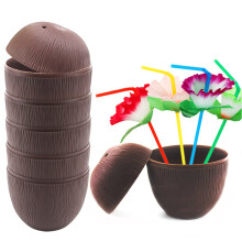 Tropical Tiki Coconut Drinkware, Perfect For Holding Drinks Like Coconut Water, Pineapple Juice, Fruity Mixed Drinks, Add A Festive And Decorative