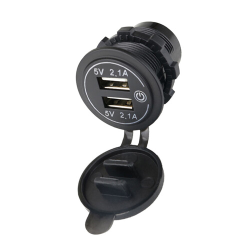 Πρίζα USB Διπλή Θύρα Γρήγορης Φόρτισης 3.0 Διακόπτης Αφής Μπλε LED Αδιάβροχη Πρίζα 1