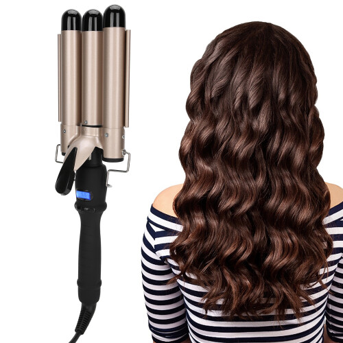 Το Professional3Barrel Crimper μαλλιών με κεραμική επίστρωση τουρμαλίνης θερμαίνεται 1