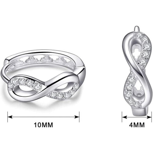 Infinity Small Hoop Earrings 925 Sterling Silver Cubic 2