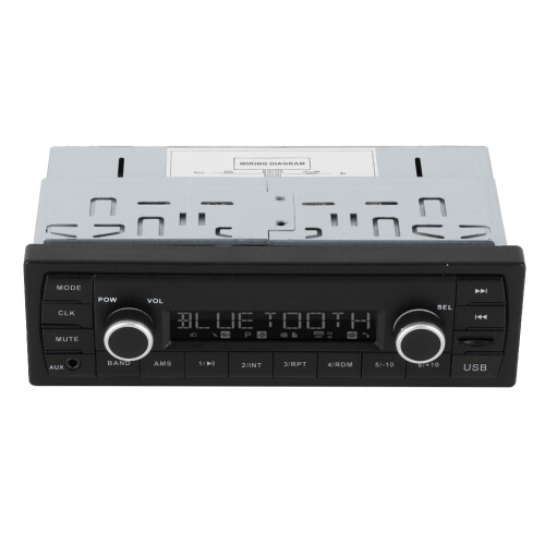Bluetooth Enabled Car Stereo With AUX Input Clock Display Mute Function USB TF Port Remote Control Supports Multiple Audio Formats 1