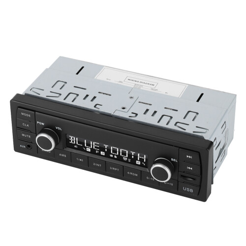 Bluetooth Enabled Car Stereo With AUX Input Clock Display Mute Function USB TF Port Remote Control Supports Multiple Audio Formats 2