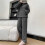 Damen-Fleece-gefütterter Pyjama, dunkelgrau, langärmelig 2