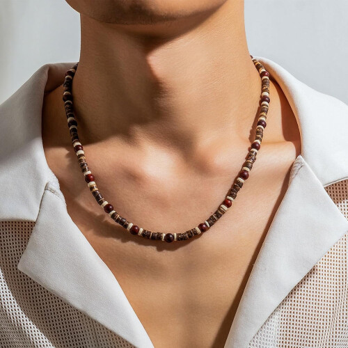 Ανδρικό κολιέ με χάντρες puka shell choker 1 τεμάχιο 1