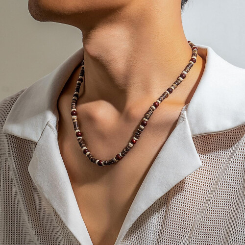 Ανδρικό κολιέ με χάντρες puka shell choker 1 τεμάχιο 2
