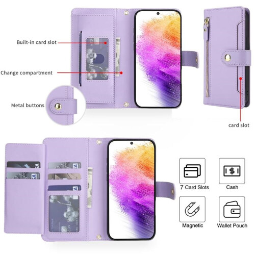 Purple RFID-blocking wallet case for Samsung Galaxy S21 5G 1