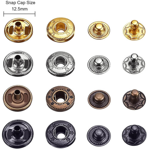Kit di bottoni a pressione con pinze e attrezzi, 100 set, 12,5 mm 1