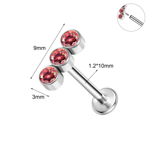 Piercing labret em aço inoxidável 16g com zircônia cúbica para tragus, estilo Medusa Monroe - 8 mm (3-5/16 polegadas) 2