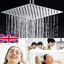 8"Shower Head Stainless Steel Rainfall Overhead Large Bathroom Square Chrome