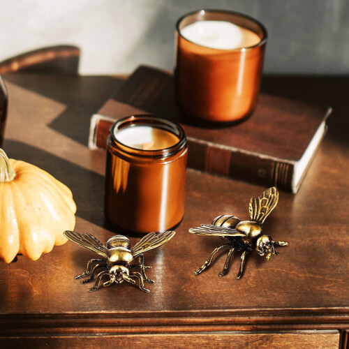 Handmade Bee Tabletop Figures Golden 2 pcs 1
