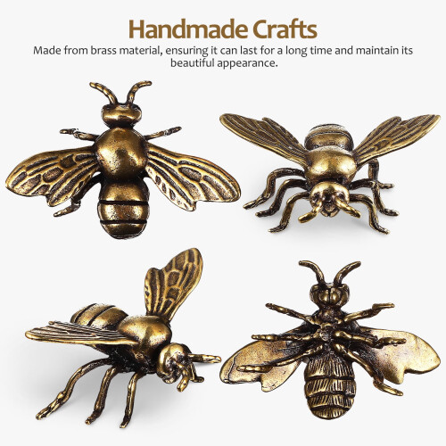 Handmade Bee Tabletop Figures Golden 2 pcs 2