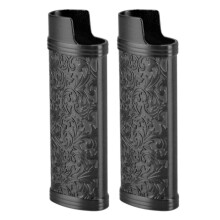 2PCS Vintage Floral Rivestimento per Custodia Accendino in Lino di Zinco per Protezione Nero