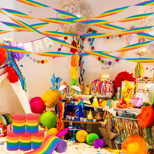 Rainbow Crepe Paper Roll 6cm x 1000cm 2