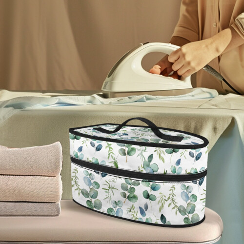 Steamer Oganizer Green Leaf Pattern Universal for Most Irons Compatible with Full-Size Irons and Accessories, Case Only 1