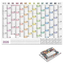 (style C) 2026 Full Year to View Calendar Planner Wall Mounted 2026 Yearly Planner Calendar Dated 74x52.5cm for Home Office Multicolor