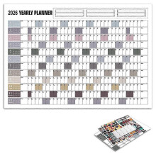 (style E) 2026 Full Year to View Calendar Planner Wall Mounted 2026 Yearly Planner Calendar Dated 74x52.5cm for Home Office Multicolor