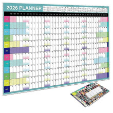 (style G) 2026 Full Year to View Calendar Planner Wall Mounted 2026 Yearly Planner Calendar Dated 74x52.5cm for Home Office Multicolor