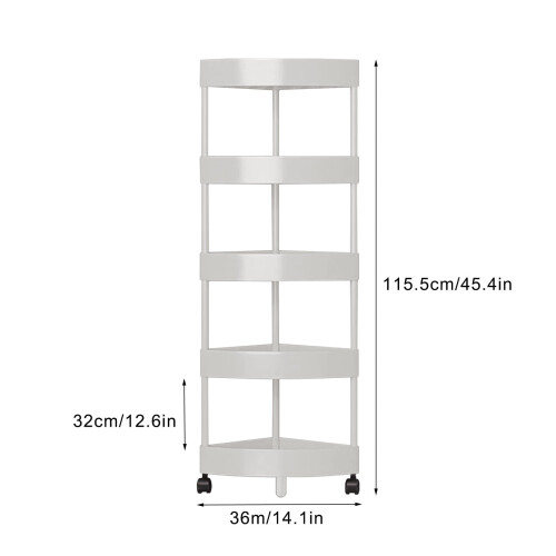 5-Tier Slim Bathroom Storage Cart with Wheels 2